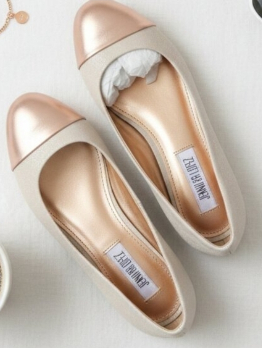 Jennifer Lopez "Gemma Met" Cap-Toe Flats